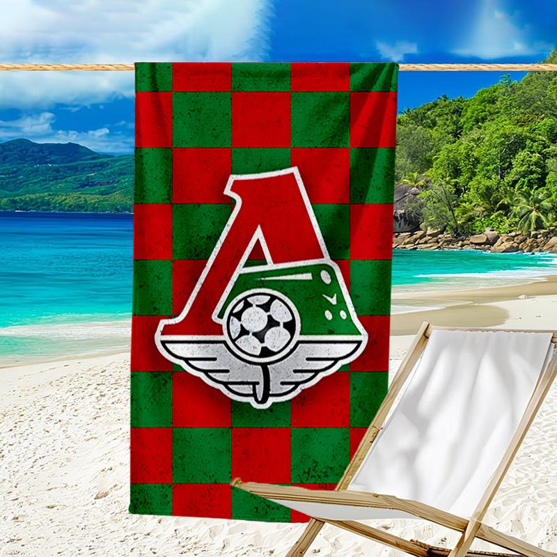Green And Red Soccer Emblem Printed Beach Towel, Super Soft Microfiber, Perfect Gift Birthday, for Pool, Beach, Travel, for family and friends