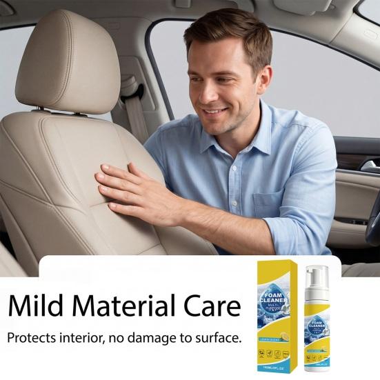 Foam Cleaner for Car Interior, Multi-Purpose Auto Leather Seat Care Kit, Effective Stain Remover with Fresh Scent