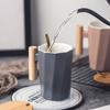 Nordic Style Simple Solid Color Mug Wooden Handle Ceramic Water Cup Coffee Cup Milk Cup Breakfast Cup