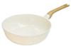 Nansen Japan Super Deep Frying Lightweight and Easy To Ceramic Frying Pan with Wood Handle and White Finish Pan, 28cm, White, Use, Die-Cast