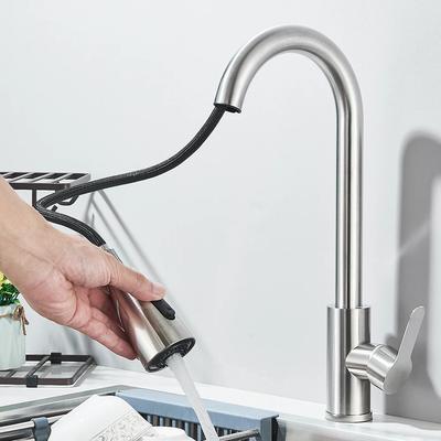Матовый кухонный смеситель 304, смеситель с черной поверхностью, смеситель для кухонной мойки, выдвижной кухонный смеситель, смеситель с одним отверстием
