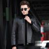 Futing Men's Winter Shearling Lined Biker Leather Jacket