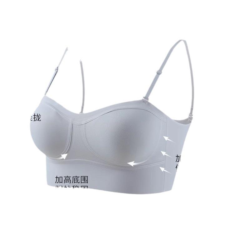 U-shaped beautiful back tube top underwear women's spring and summer thin large breasts show small breasts anti-light sling vest integrated text