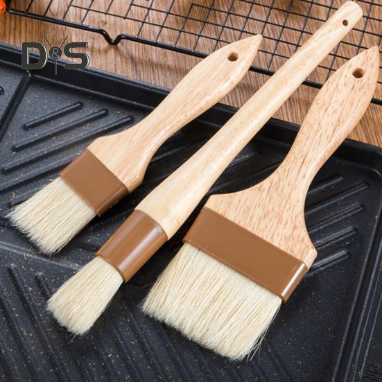 Пищевая деревянная ручка, щетка для барбекю, устойчивая к высоким температурам щетина, устойчивая к масляному покрытию, щетка для гриля, инструмент для выпечки