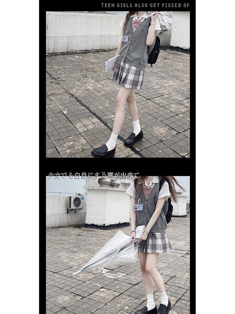 Оригинальный осенний вязаный кардиган-жилет Takinogawa Gakuen - Серый жилет-свитер на весну