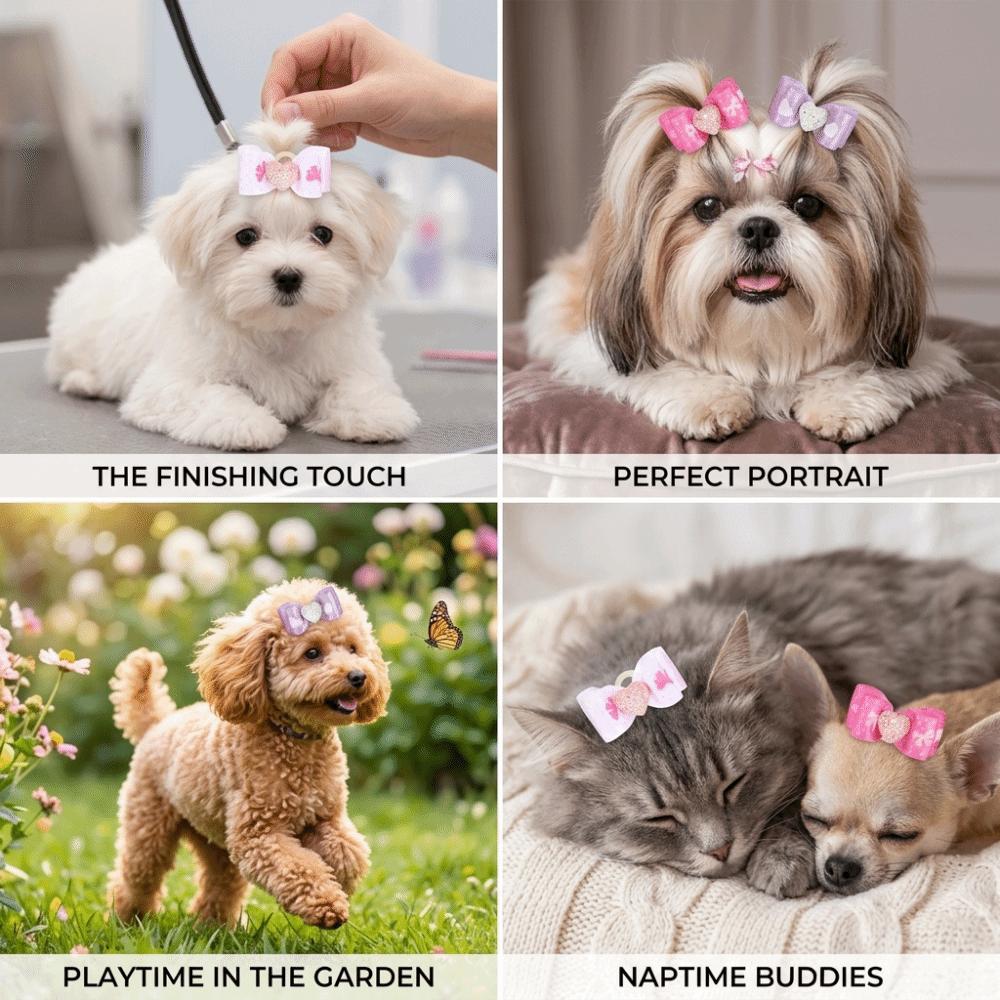15Pcs Rainbow Ribbon Pet Bow Hair Bows Gradient Tone Gradient Ribbon Bow Pet Hair Arrangement