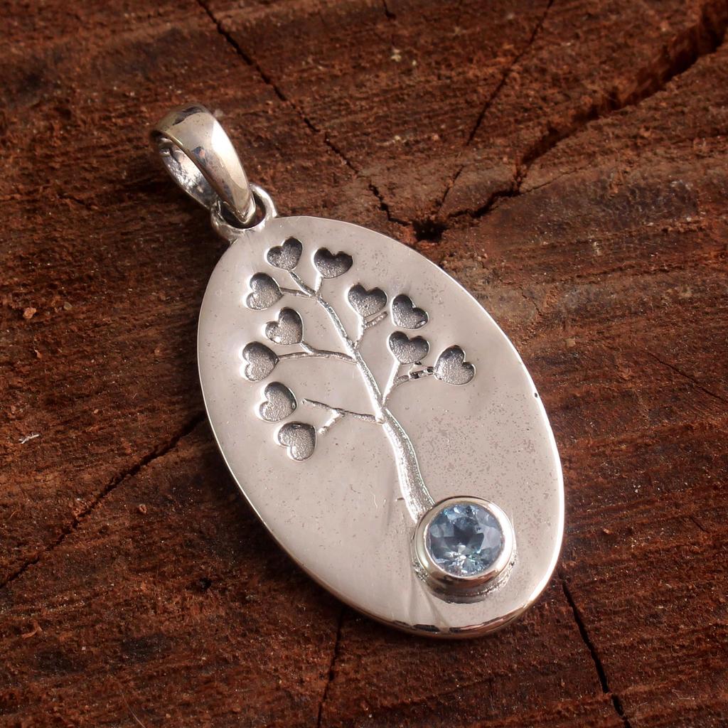 Синий топаз Перидот Аметист Гранат Серебряный подвесной кулон из стерлингового серебра 925 пробы Ювелирные изделия «Древо жизни»