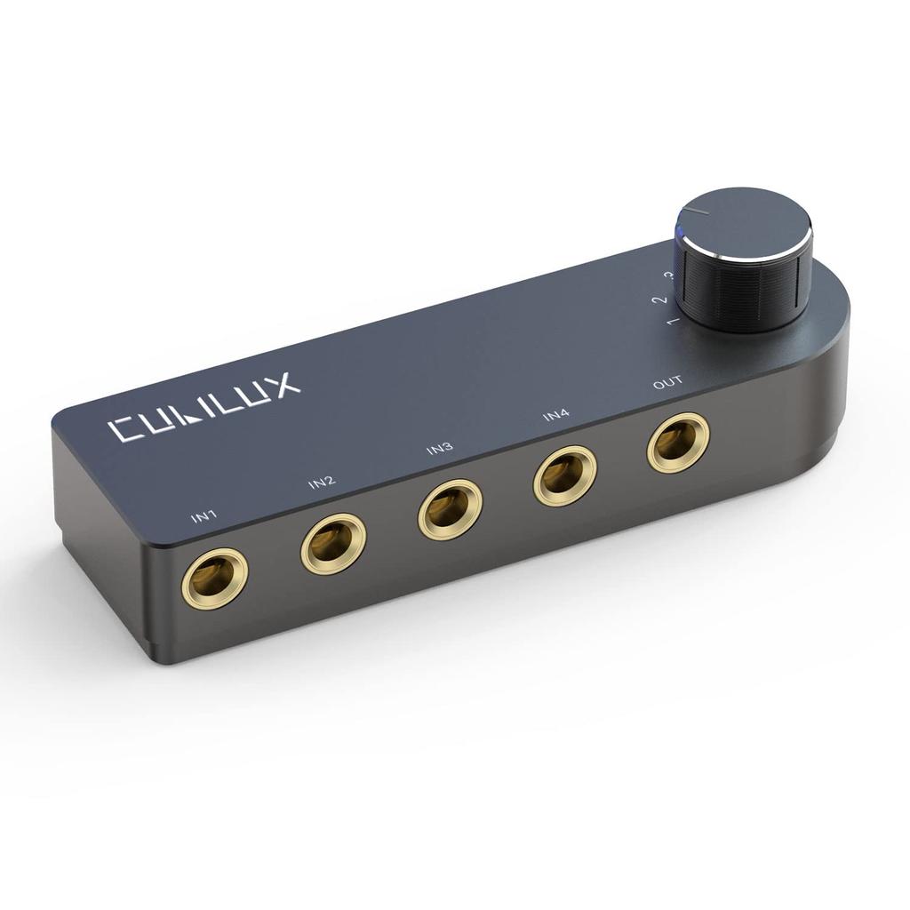 Cubilux Audio Speaker or Stereo Switching Hub 4-way Two-way Switcher, 4-port 6.35mm Selector/switcher, 4-in 1-out 4-out 1-in