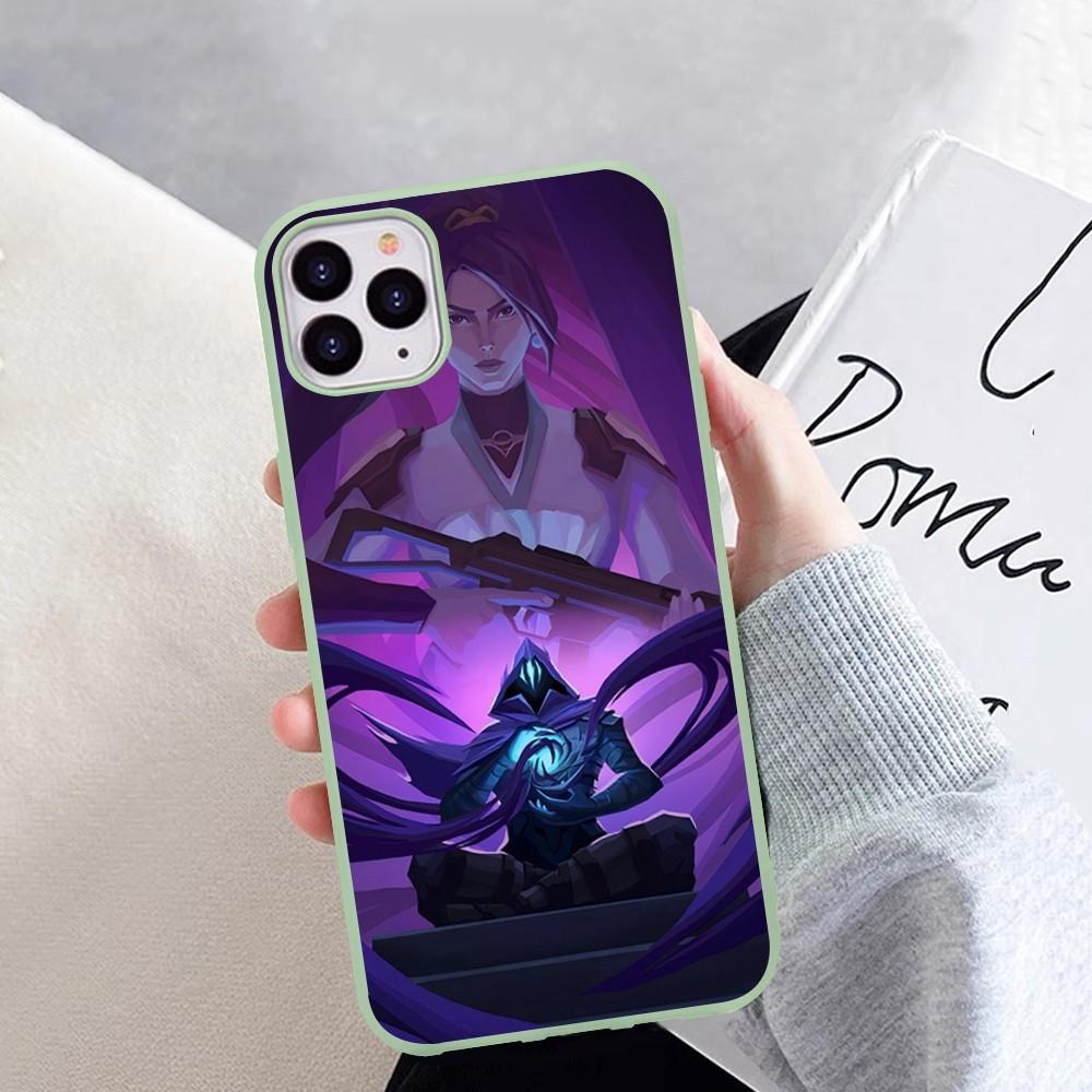 Valorant O-Omen Phone Case for iPhone 14 11 12 13 Mini Pro Xs Max 8 7 6 6S Plus X XR Solid Candy Color Case