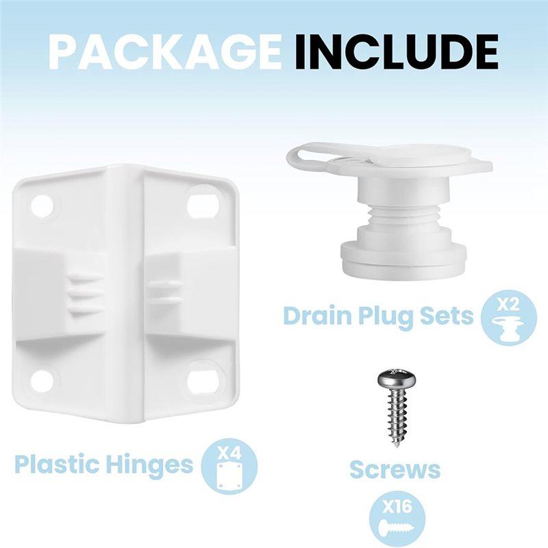 Cooler Replacement Parts Set With Standard Drain Plug Assembly(1" Shaft), Cooler Plastic Hinge Set