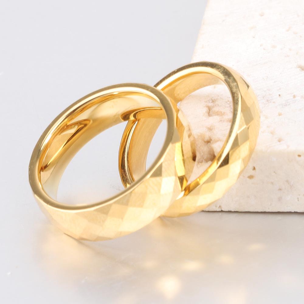 Европейско-американский Ins Новые Кольца для пары из вольфрамовой стали 4 мм 6 мм, граненые, многоугольник, ромб