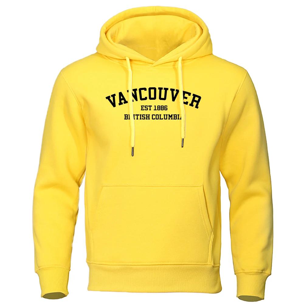 Ванкувер Основан в 1886 году Британская Колумбия Белые Буквы Мужские Худи Свитшот на молнии с капюшоном Свитшот с круглым вырезом Одежда Харадзюку Повседневный Мужской Свитшот