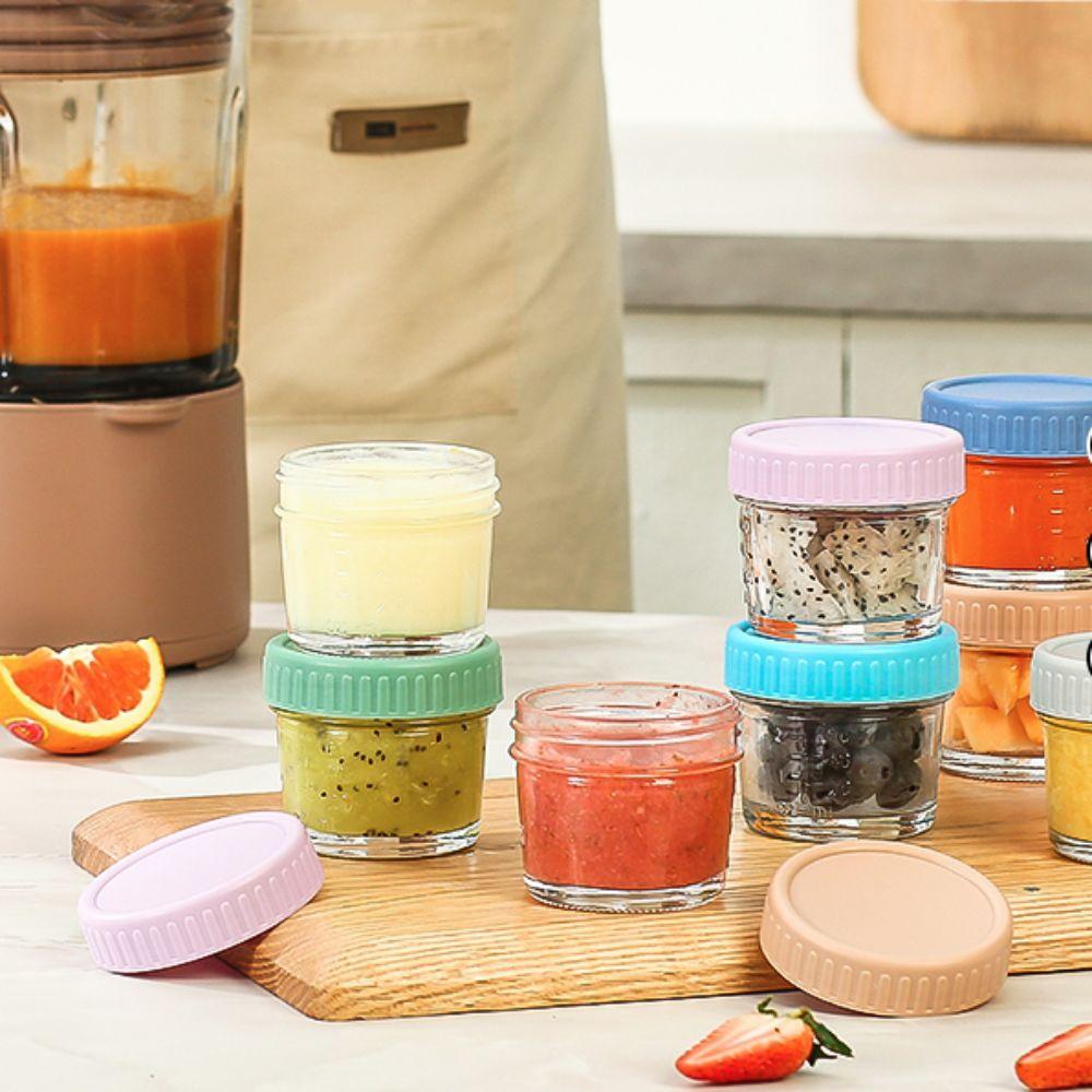 6pcs with Scale Dipping Sauce Cup Reusable Salad Dressing Container Mason Jar Baby Food Jar Honey