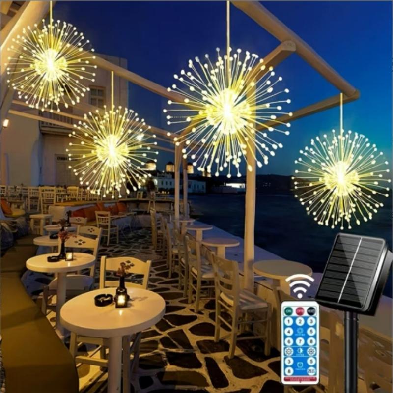 180-450 светодиодов Солнечные шары-фейерверки, Дистанционное управление 8 режимов Регулируемые Подвесные Медные Проволочные Фонари, для Дворового освещения