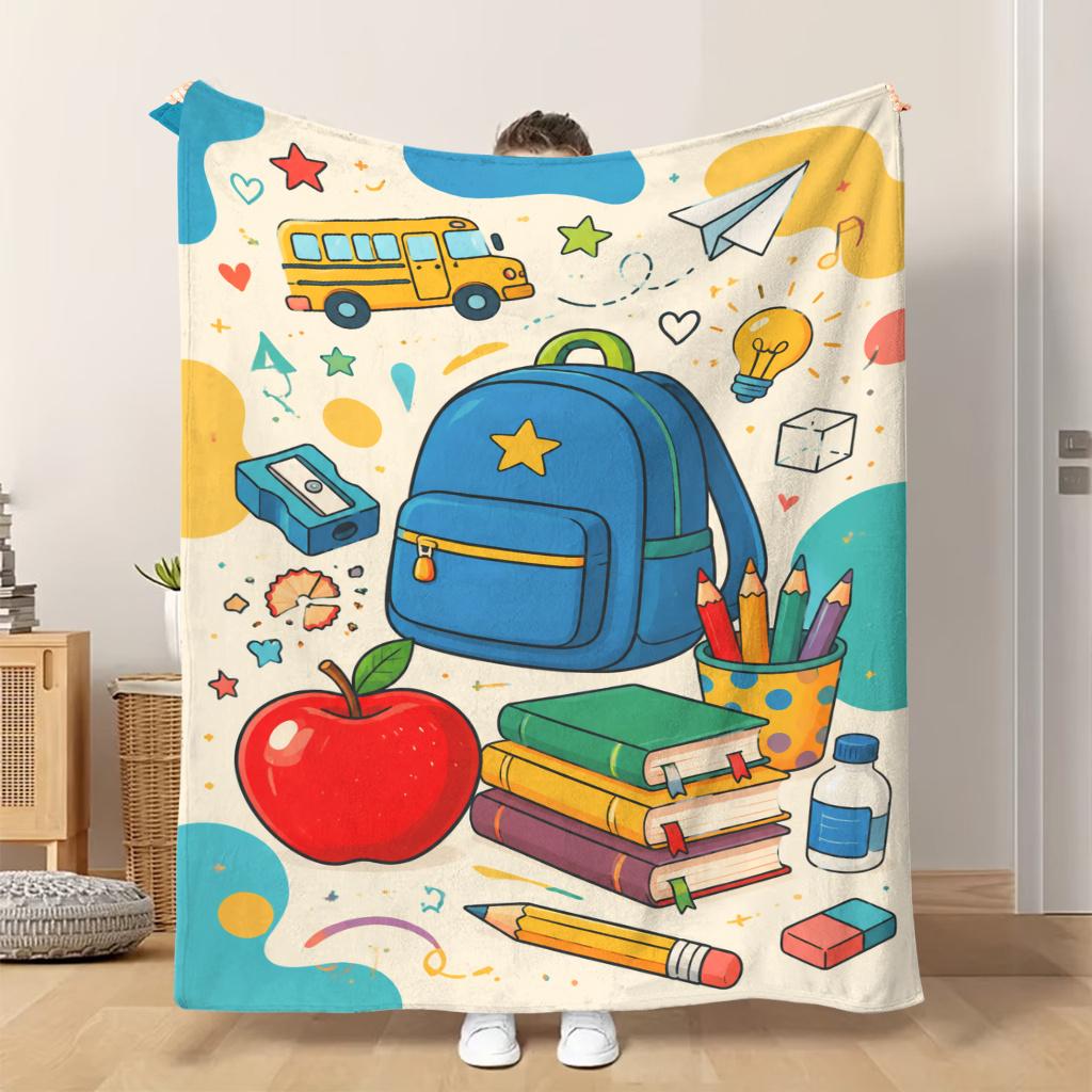 Fflannel Blanket 1pc Study Supplies And Books Soft Comfortable and Warm This Nap Blanket/sofa Blanket Is Suitable for All Seasons