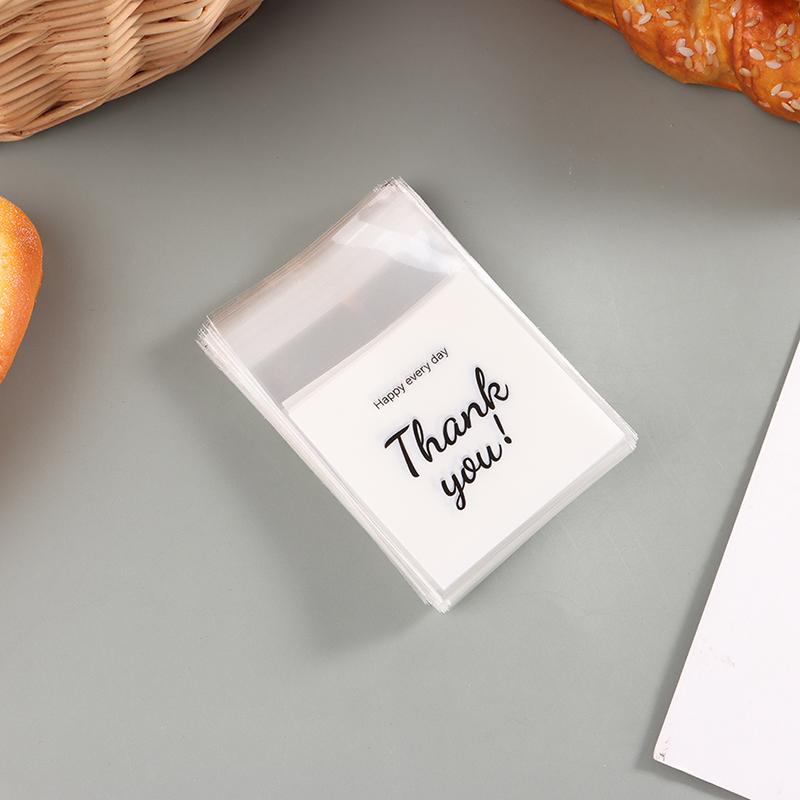 100 шт./упак., прозрачные пакеты с надписью «Спасибо», самоклеящиеся пакеты для конфет, печенья, выпечки, кондитерских изделий