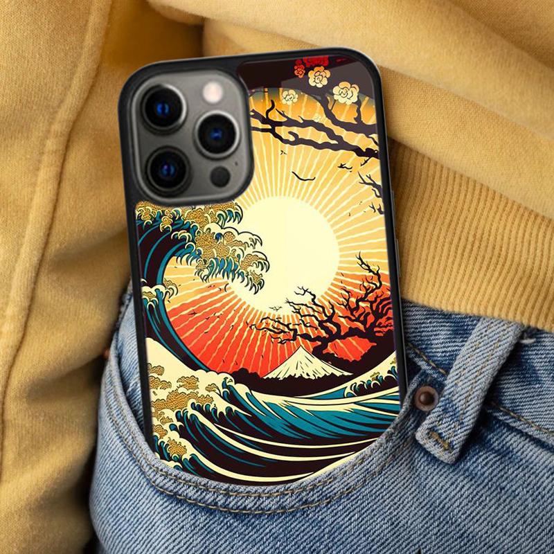 Japanese Surfers Soft Phone Case for iPhone 17 Air 16e Pro max 15 Pro 13 14 Plus 11 12 MagSafe Magnetic Coque