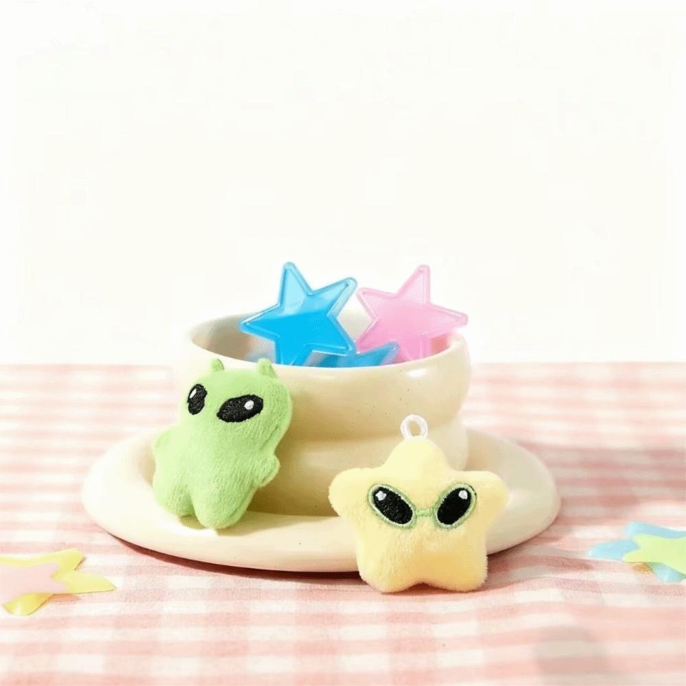 Cute Star Mobile Phone Rope Soft Alien Cat Keychain Cartoon Plush Backpack Pendant Versatile Use