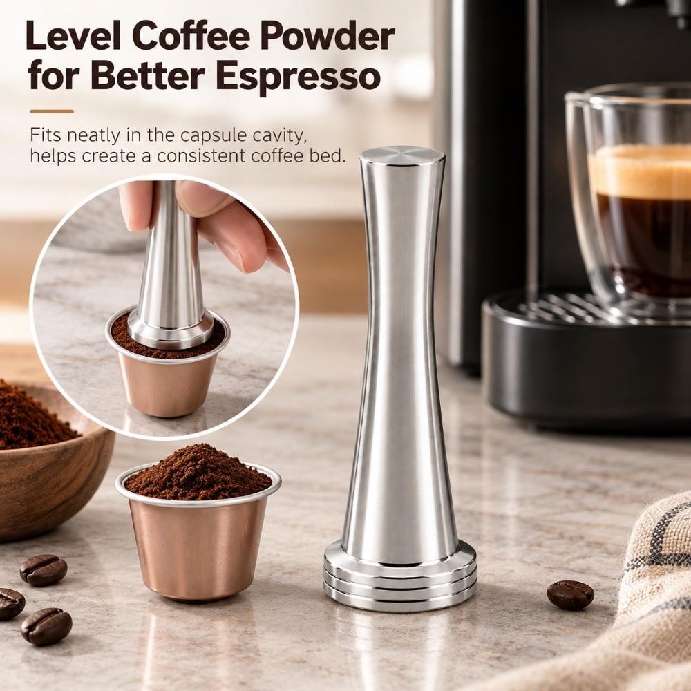 Stainless Steel Espresso Coffee Tamper Capsule Pressing Tool for Nespresso Home Coffee Making