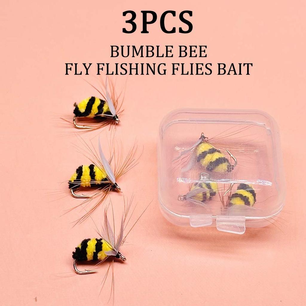 3/6Pcs Size#10 Artificial Bumble Bee Fishing Lures-Dry Flies For Bass Trout Fishing Outdoor Fishing Baits Lure