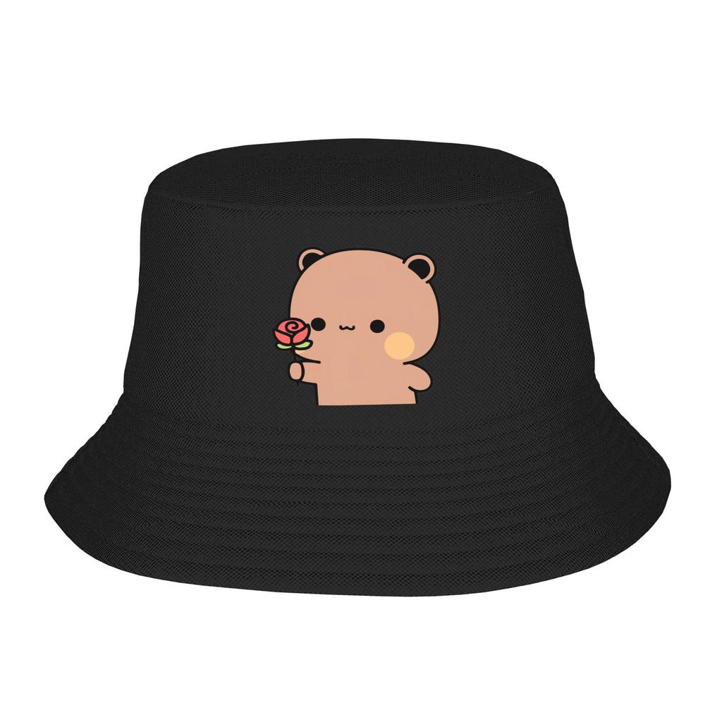 Bubu Bear Shiba Inu Costume Bucket Hat Women Unisex Bubu and Dudu Fishing Caps Hot Summer Beach Vacation Getaway Headwear Bob Hat