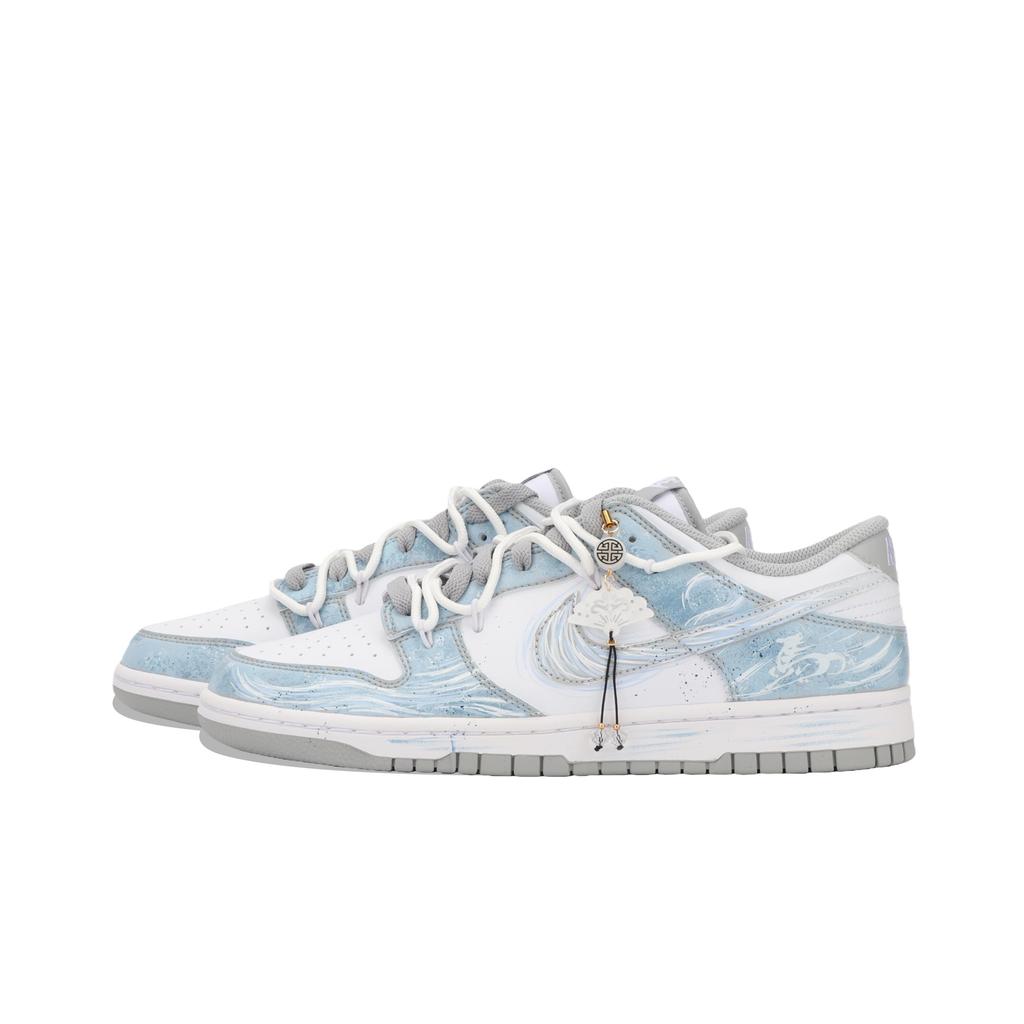 Nike Dunk Jiang Погруженная Луна Износостойкие Нескользящие Низкие Кеды для Скейтборда Унисекс Белый Синий HF5441-105(Team724-)