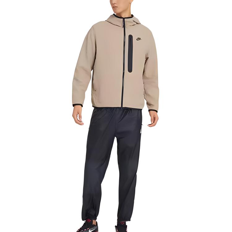 Nike Ветрозащитная тканая куртка с капюшоном и принтом логотипа Мужские куртки Коричневый DQ4323-247