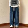Черные новые джинсы-карго, джинсовые мешковатые брюки, мужские хип-хоп, японская уличная одежда, винтажные Y2k, корейский стиль, прямые широкие брюки, мужские