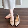 Модные туфли на скрытой платформе 5 см, с заклепками, с вырезом, телесного цвета, с острым носком, из мягкой лакированной кожи, одинарные, в французском стиле, для женщин