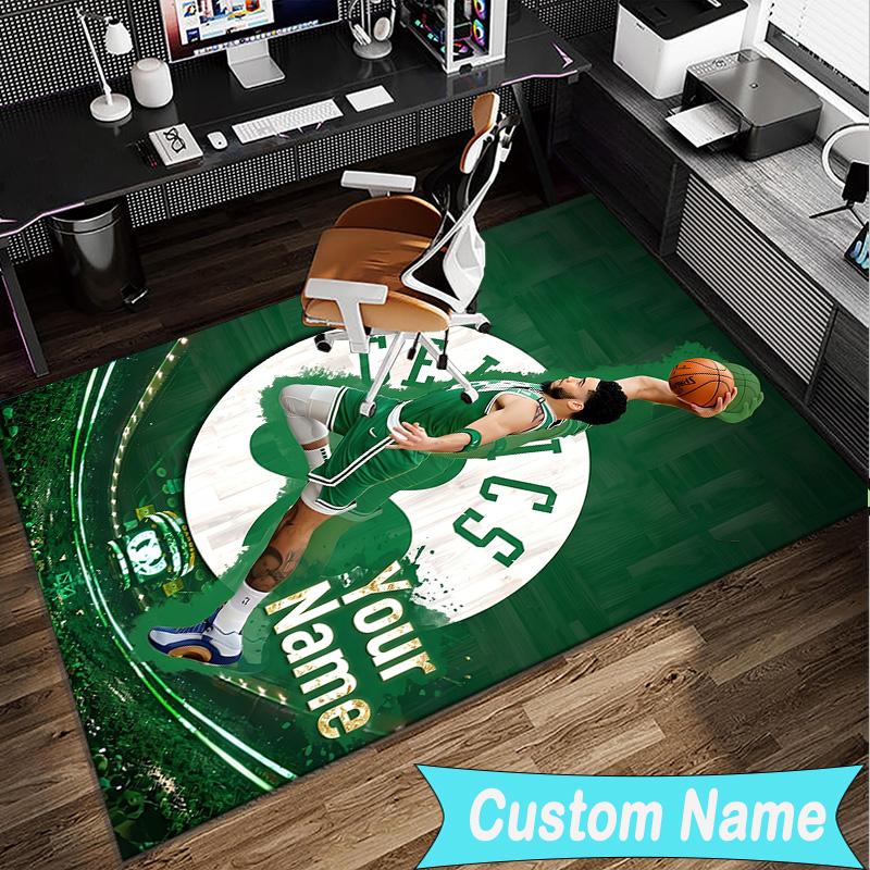 Custom Name Rug Boston Sports Icons Area Rug Suitable for Indoor And Outdoor,Carpets for Homes, Offices,Living Rooms,Home Decor,Christmas Gift