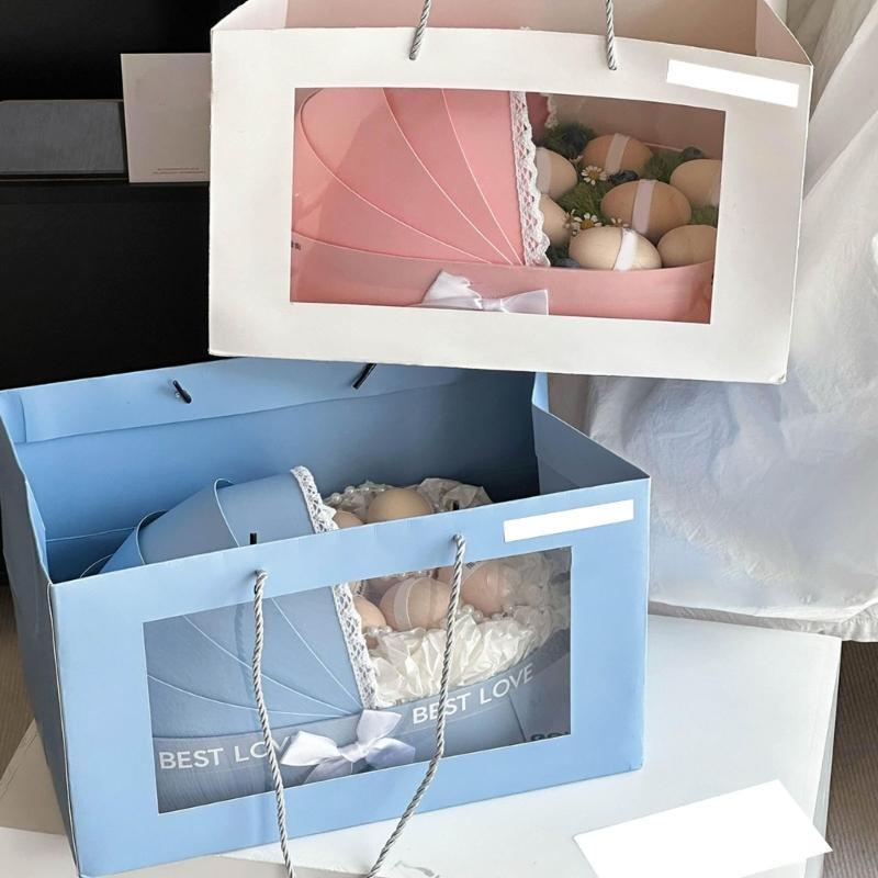 Элегантная многоразовая корзина с бумажной цветочной композицией, коробка для упаковки подарка на детский праздник, украшение для празднования свадьбы