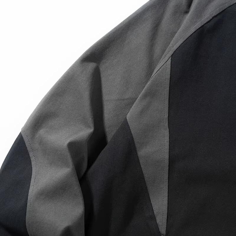 Унисекс ретро худи в японском стиле color block - Повседневный пуловер в горном стиле