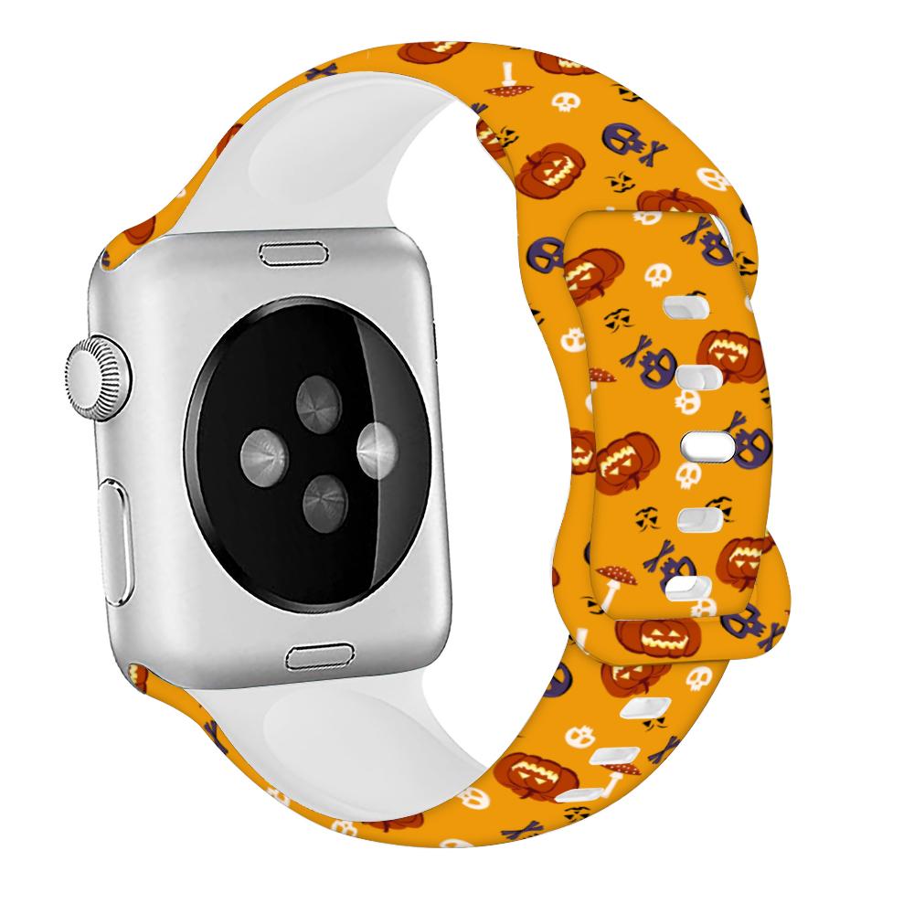 Силиконовый ремешок для Apple Watch Band 44 мм 40 мм 45 мм 49 мм 41 мм 38 мм 42 мм Хэллоуинский браслет iwatch series 9 7 se 3 5 4 6 8 ultra 2