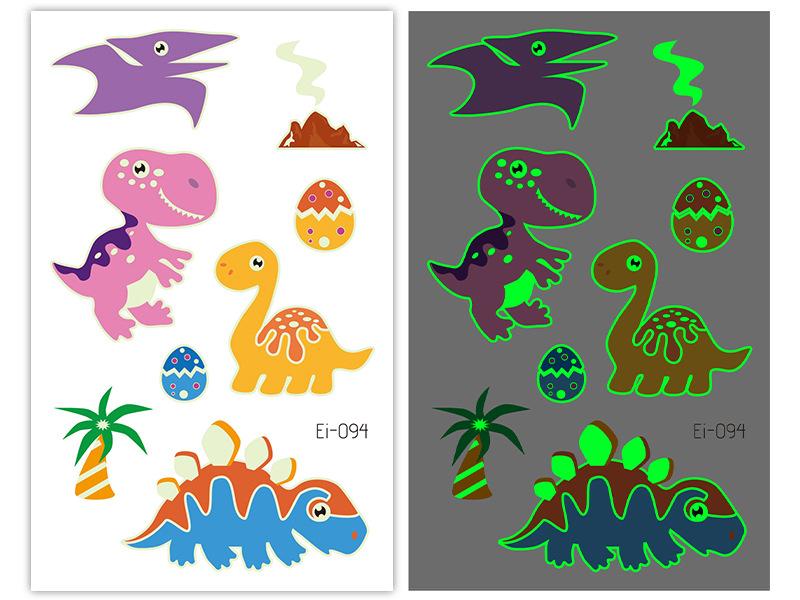 Новые светящиеся наклейки-тату динозавра, детские забавные светящиеся наклейки с героями мультфильмов, наклейки-татуировки