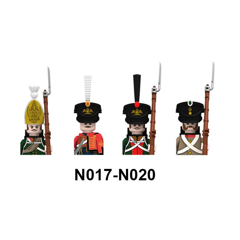 4pcs Military Building Blocks Medieval Knights Duke Marshal Figures Napoleonic Wars Weapons Sword Flags Shoulder Armor Cape Brick MOC