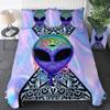 Trippy Alien Duvet Cover Set Queen Alien Skull Bedding Set Psychedelic Space Watercolor Colorful Queen Size Bedspread Alien Gift