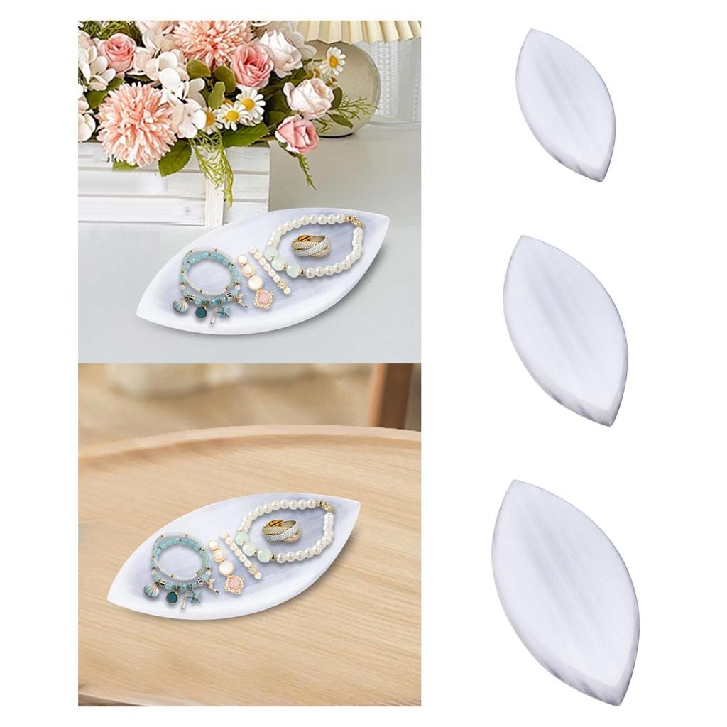 Selenite Crystal Bowl Housewarming Gift Multifunction Decorative for Men Women Storage Plate for Wedding Home Bedroom Dresser