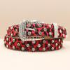 Cross Belt Leopard Print Western Rhinestone Belt Personalized Denim Woman Rivet Jeans Belt