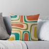 Palm Springs Retro Midcentury Modern Abstract Pattern In Mid Mod Orange, Olive, Teal, and Mustard Throw Cushions & Pillows Without Core