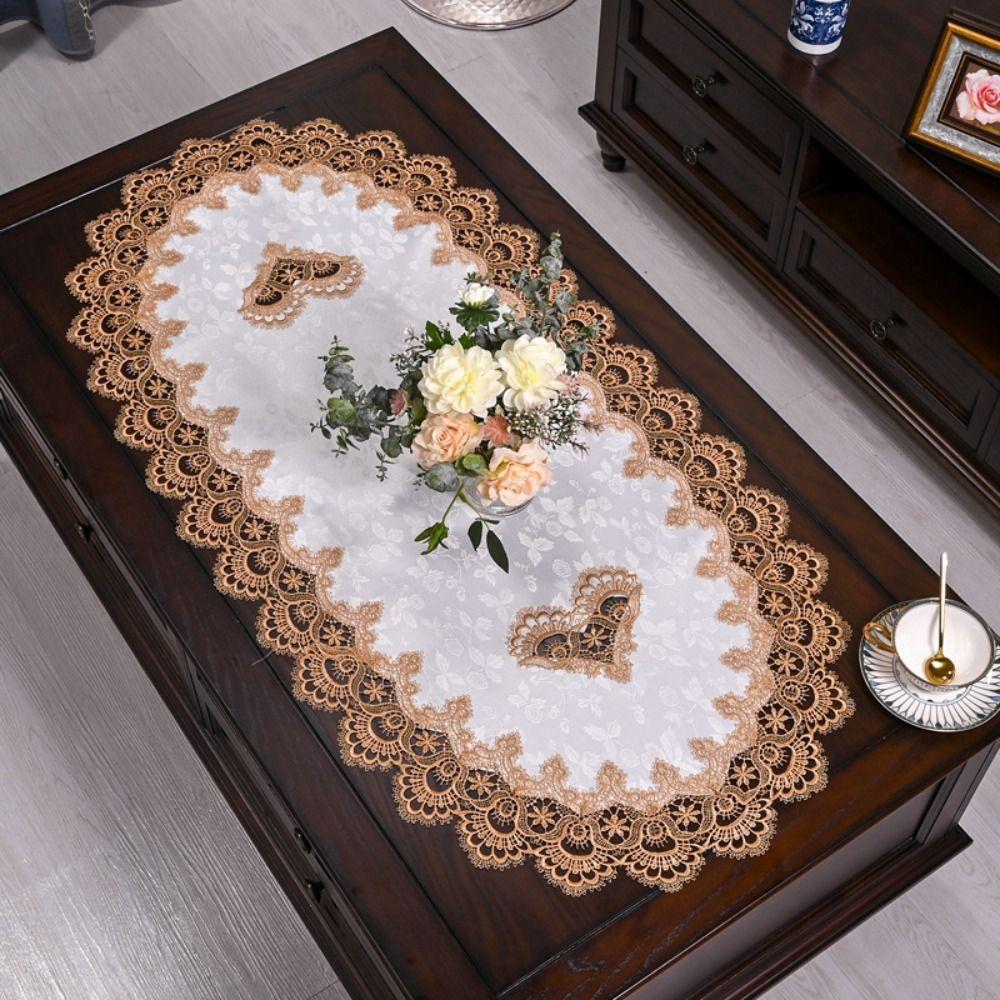 Цветочная вышивка овальная кружевная скатерть винтажная европейская обеденная скатерть чайный столик крышка дома