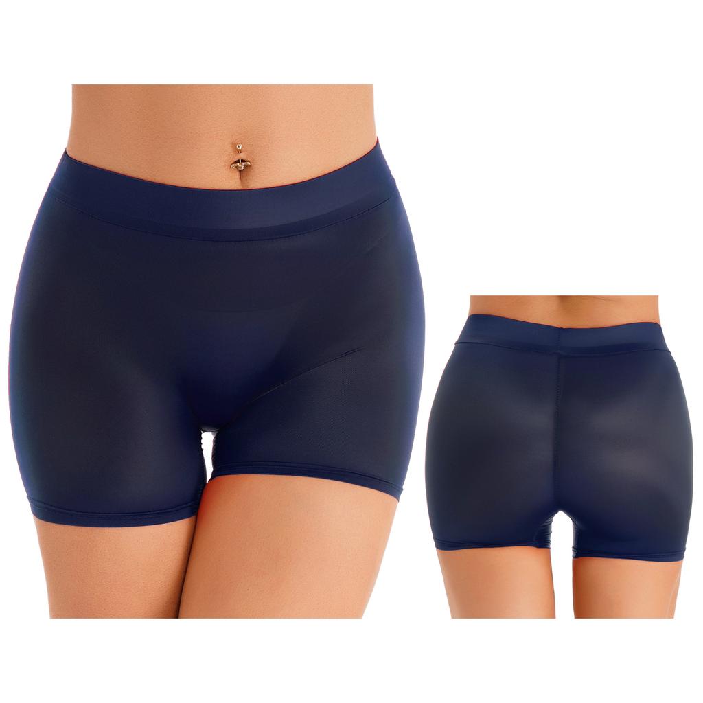 Женские полупрозрачные шорты, глянцевые эластичные шорты с низкой посадкой, нижнее белье, ночное белье