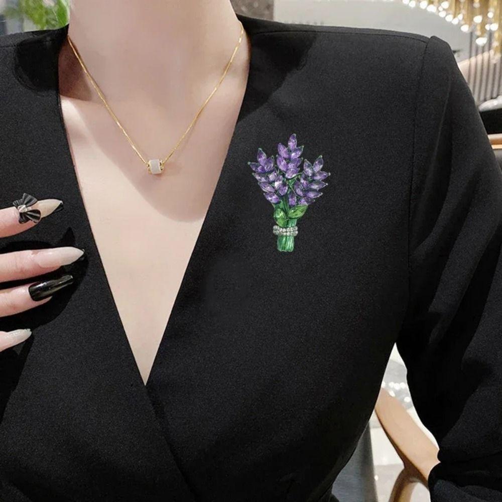 Lavender Lavender Brooch Flower Crystal Lavender Lapel Pins Lavender Women Brooch Women