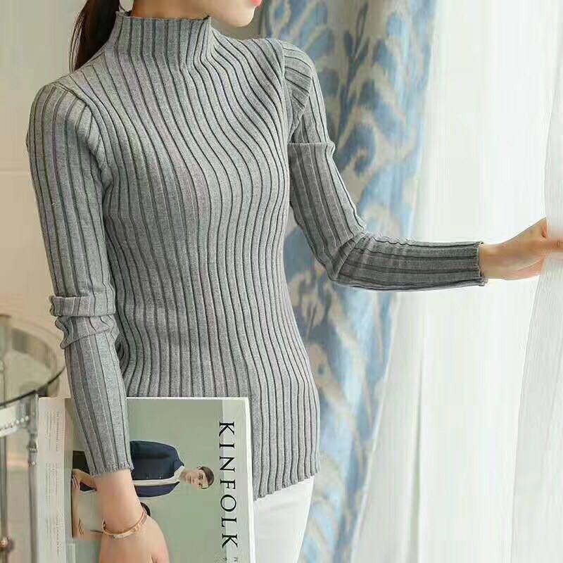 Women Long Sleeve Slim Knitted Turtleneck Sweater Jumper Pullover Tops Autumn Winter