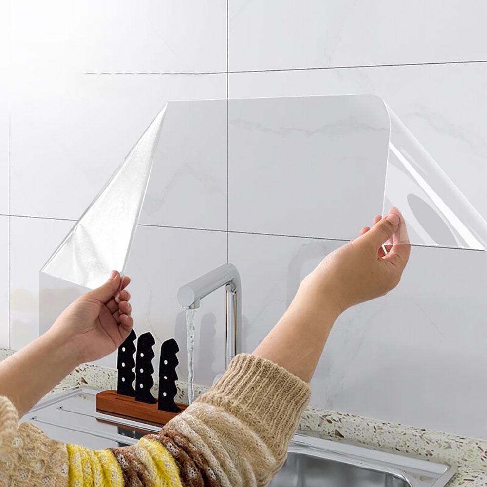 40cm Transparent Decorative Waterproof Anti Fouling Oil Resistant Adhesive Modern Style Wall Sticker Cabinet Kitchen Wallpaper