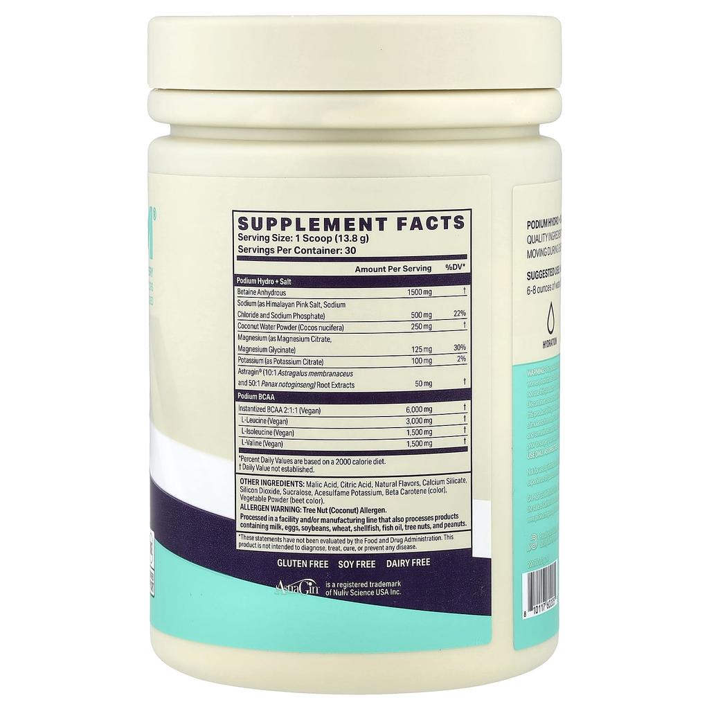 Podium Nutrition, Гидро и Соль 2025 + BCAA, Персик Манго, 14,6 унции (414 г)