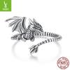 S925 Sterling Silver Feilong Open Ring For Men And Women, Retro Three-Dimensional Medium And Ancient Style Adjustable Ring