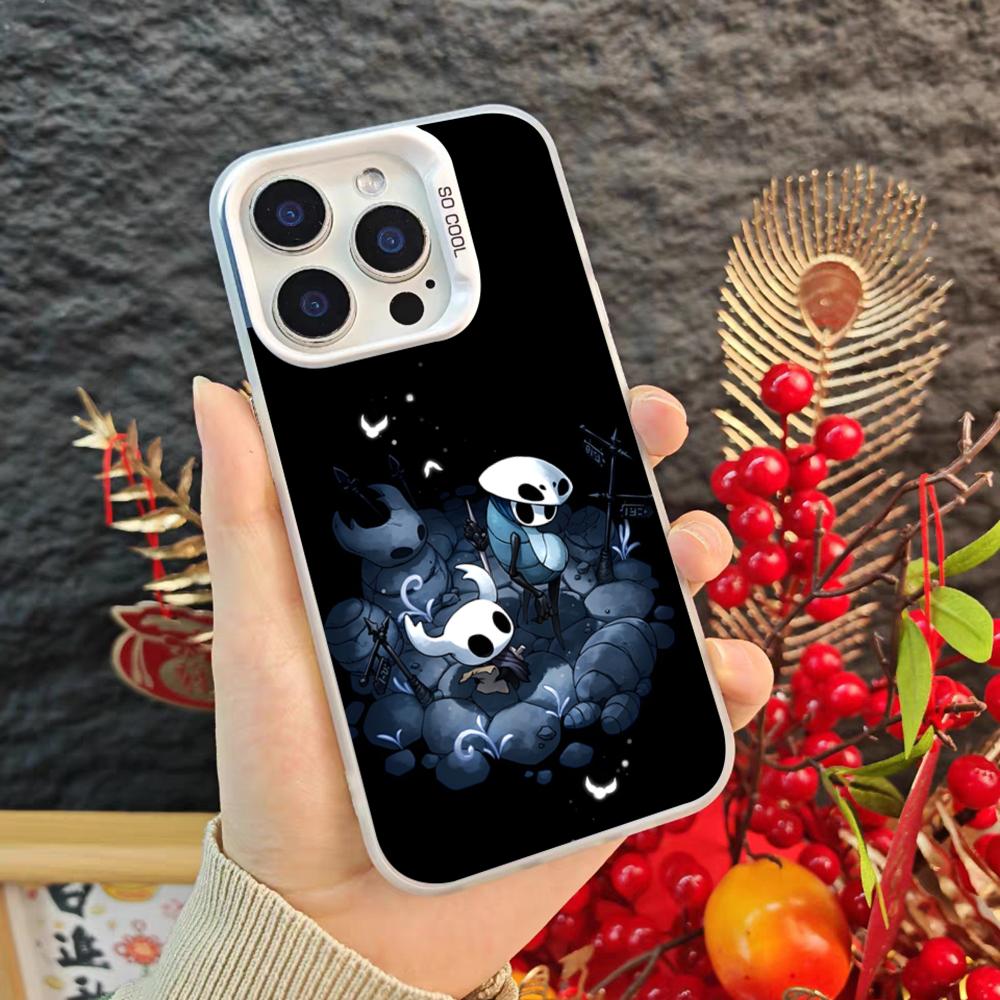 Мультяшный чехол для телефона H-Hollow Knight для iPhone 17 16 15 14 Pro Max Xr Air Plus Черный Серебристый Жесткий Чехол