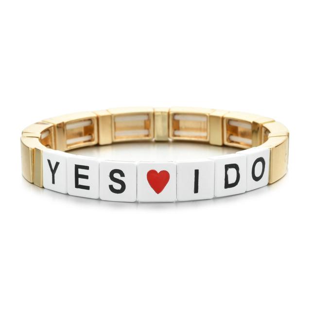 New Custom Tile Bracelet Charms Love Heart Handmade Women Kids Jewelry Engraved Letter Bracelet Gift Fashion