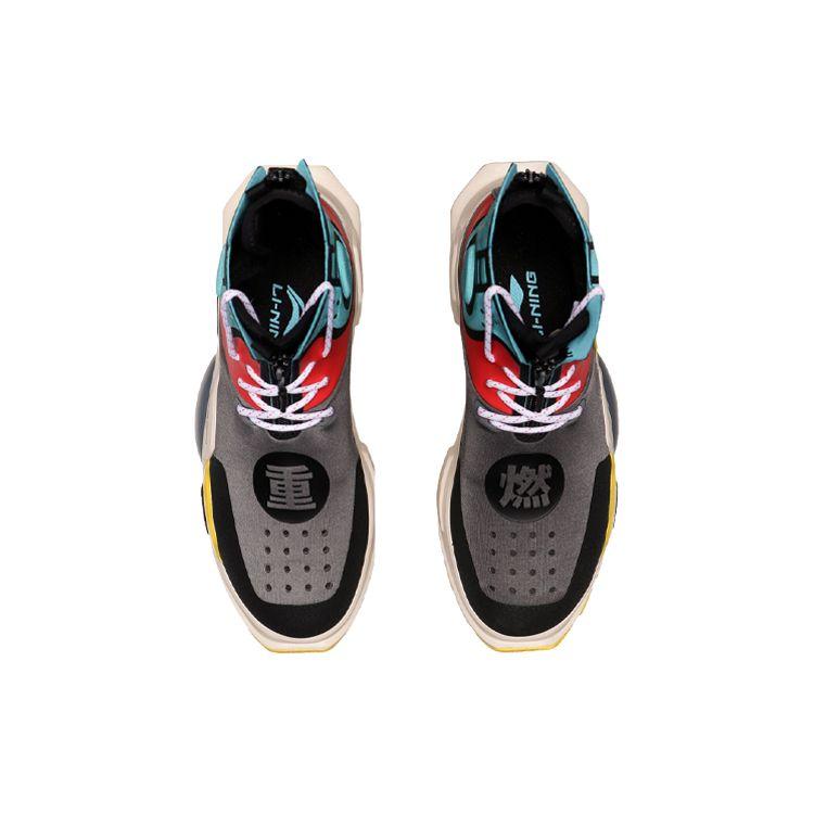 Li-Ning Reignite нескользящие износостойкие высокие повседневные туфли унисекс кроссовки железно-серые AGBN054-2