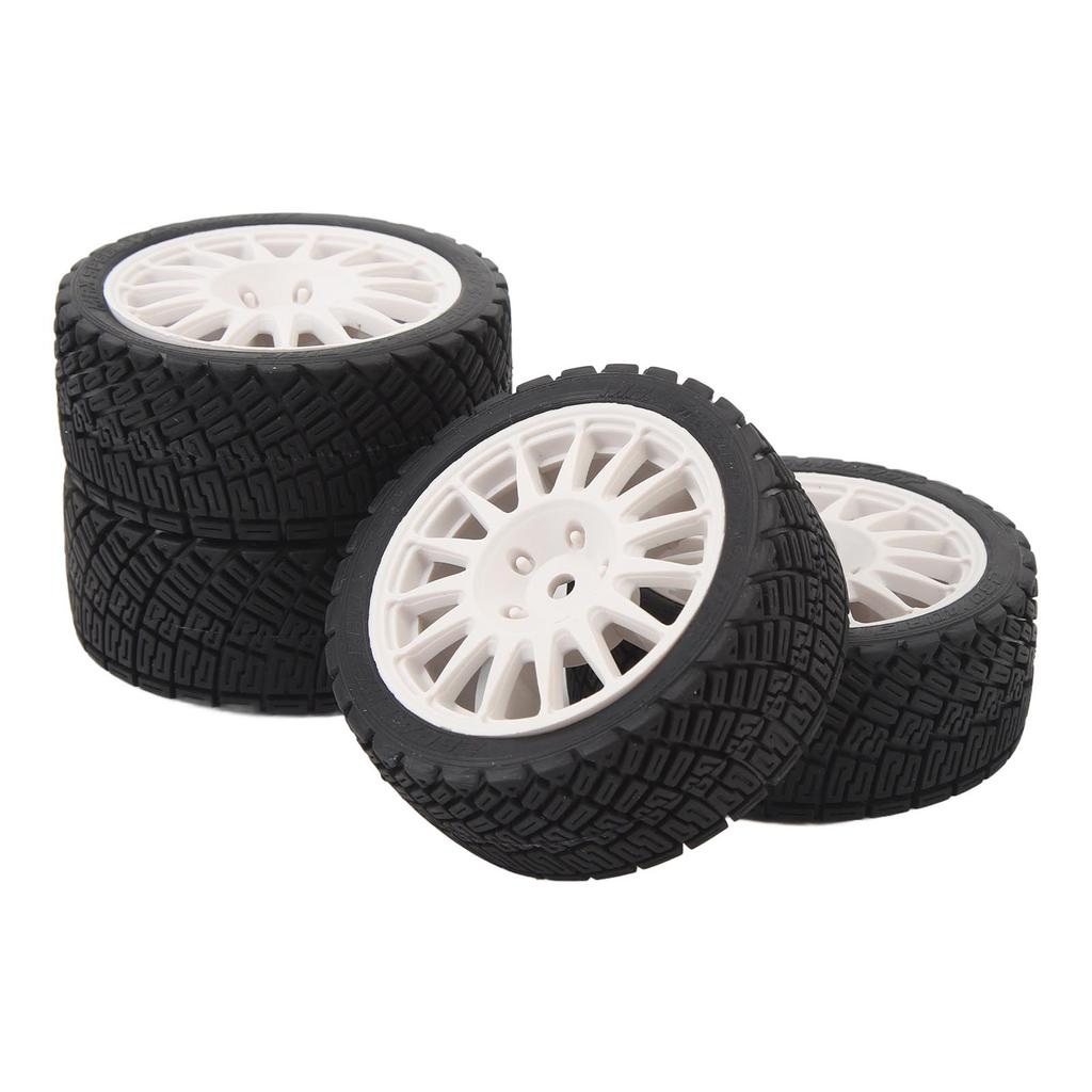 4Pcs 1 10 RC Car Tire Plastic Rim Rubber RC Car Wheel Tyre Replacement for TAMIYA TT01 TT02 XV01 White